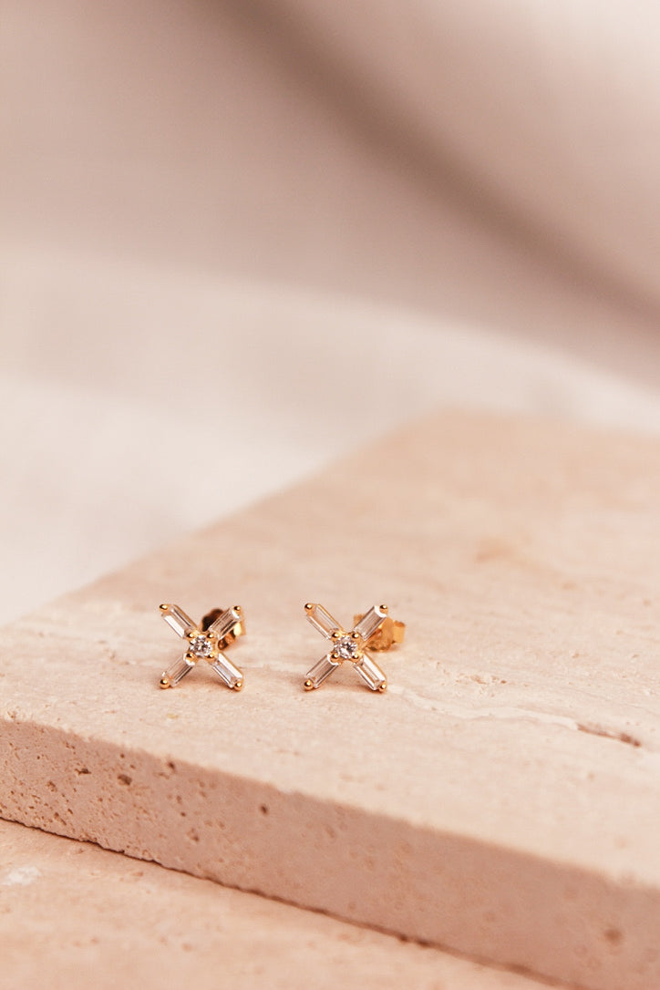 Star-Crossed Gold Diamond Studs Earrings