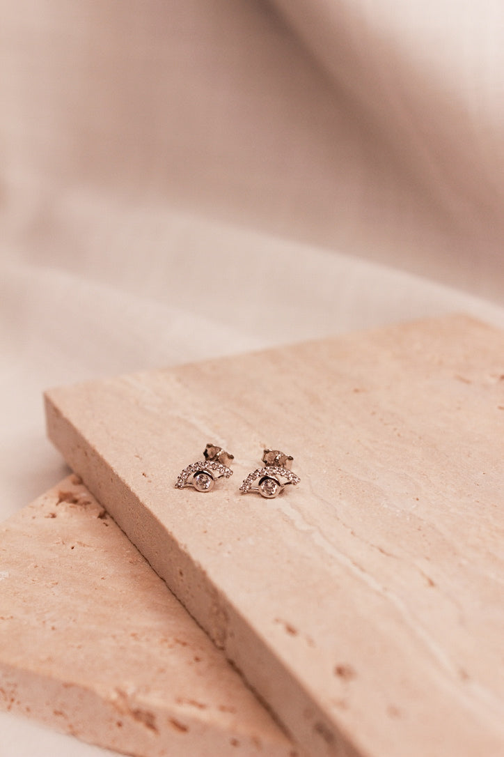 Diamond Eye Silver Stud Earrings