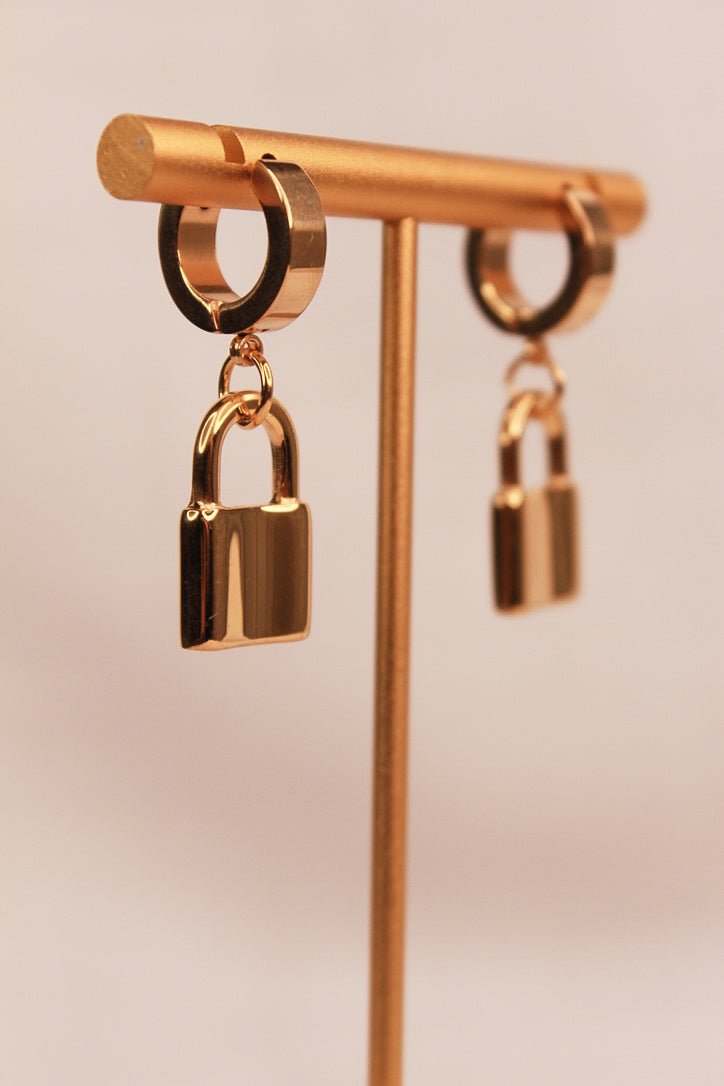 Love on Lock Gold Earrings