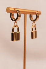 Load image into Gallery viewer, Love on Lock Gold Earrings
