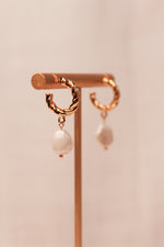 Load image into Gallery viewer, Adrienne 18K Gold Pearl Earrings Detail
