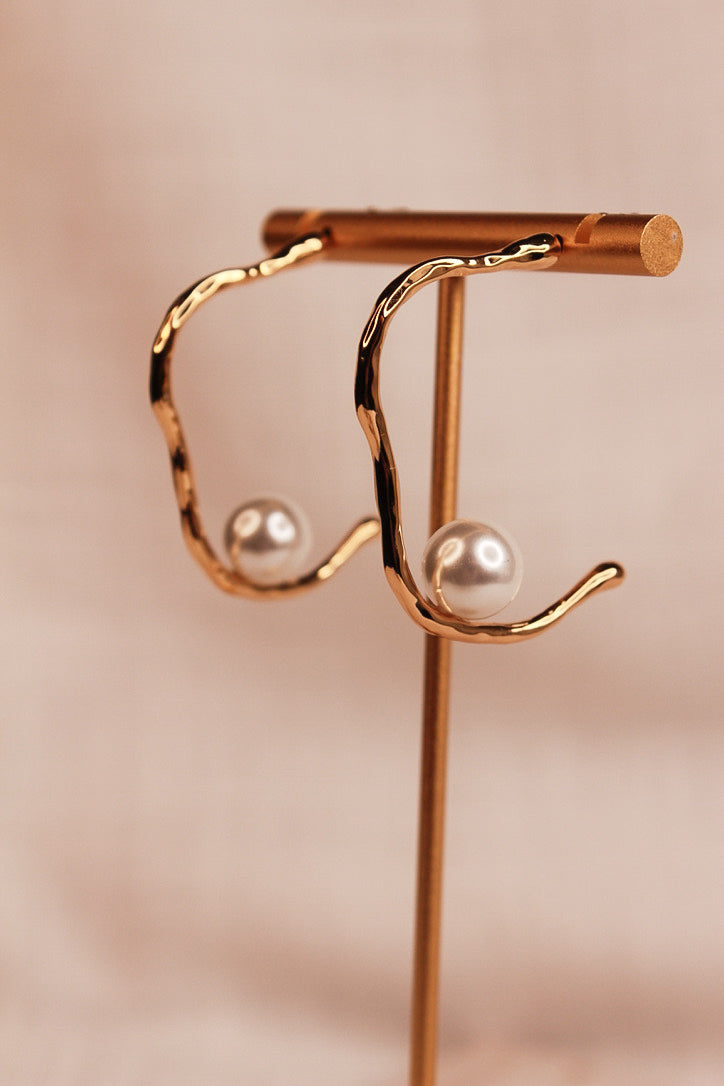 Swarali Gold Pearl Hoop Earrings