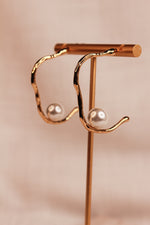 Load image into Gallery viewer, Swarali Gold Pearl Hoop Earrings
