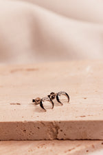 Load image into Gallery viewer, Lunar Night Silver Stud Earrings
