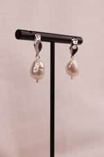 Load image into Gallery viewer, Athena Silver Baroque Pearl Earrings Display
