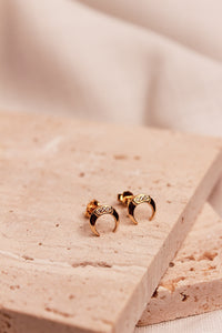 Lunar Night Gold Stud Earrings