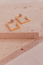 Load image into Gallery viewer, Sebastian Gold Rectangle Hoop Earrings
