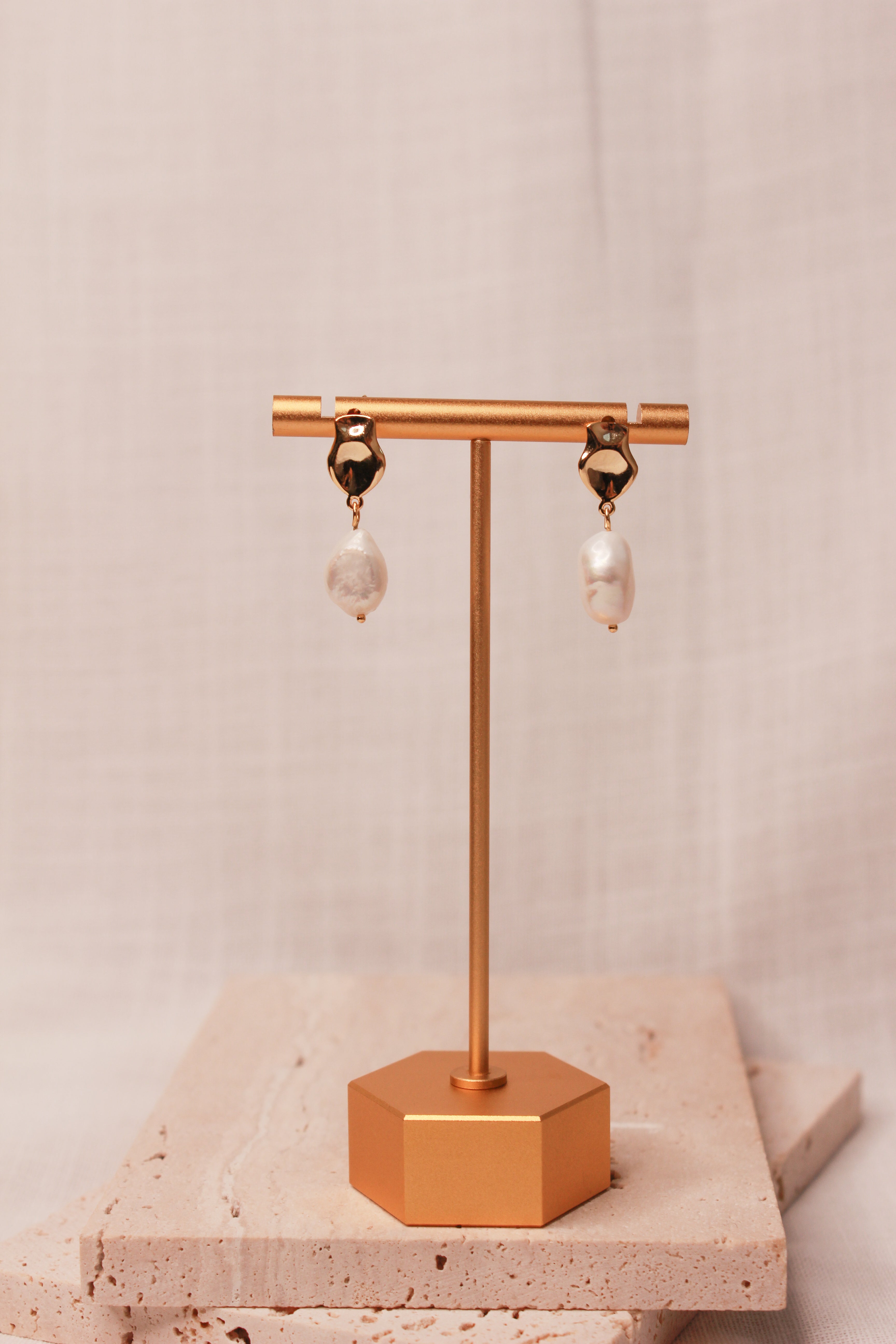 Athena 18K Gold Baroque Pearl Earrings