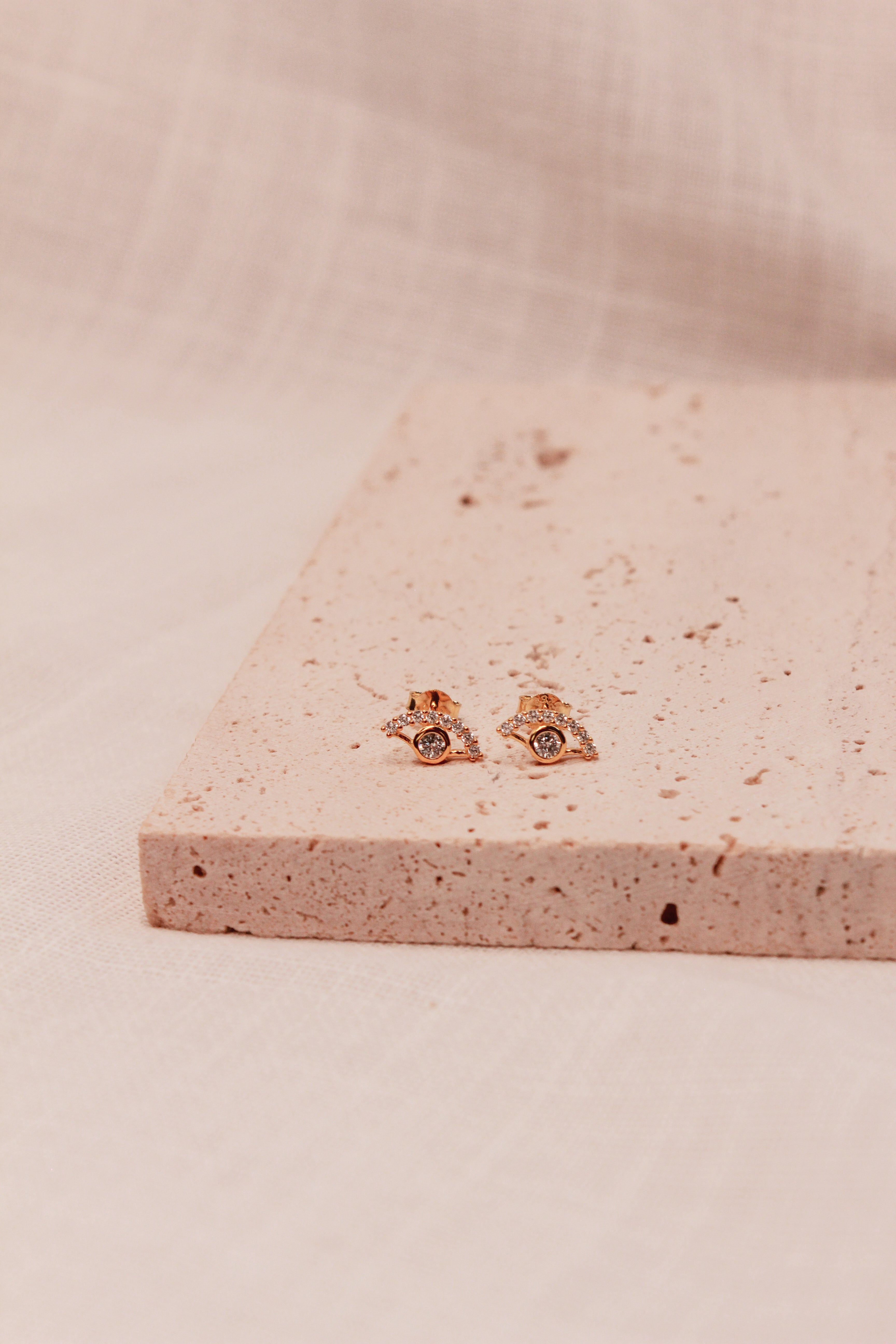 Diamond Eye Gold Stud Earrings