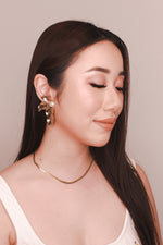 Load image into Gallery viewer, Faye Gardenia Gold Pearl Statement Earring
