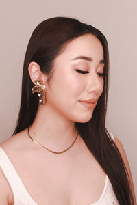 Faye Gardenia Gold Pearl Statement Earring