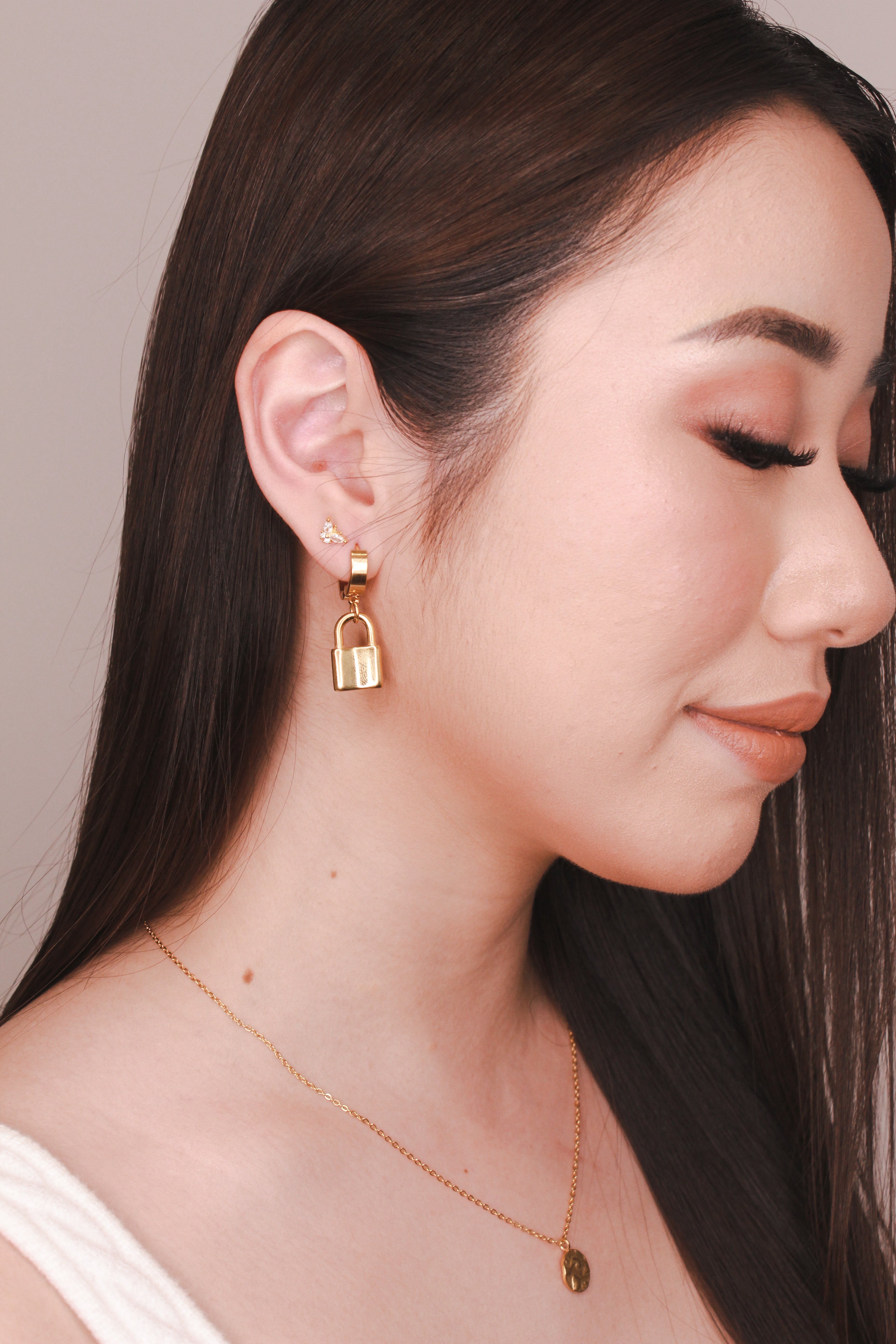 Love on Lock Gold Earrings